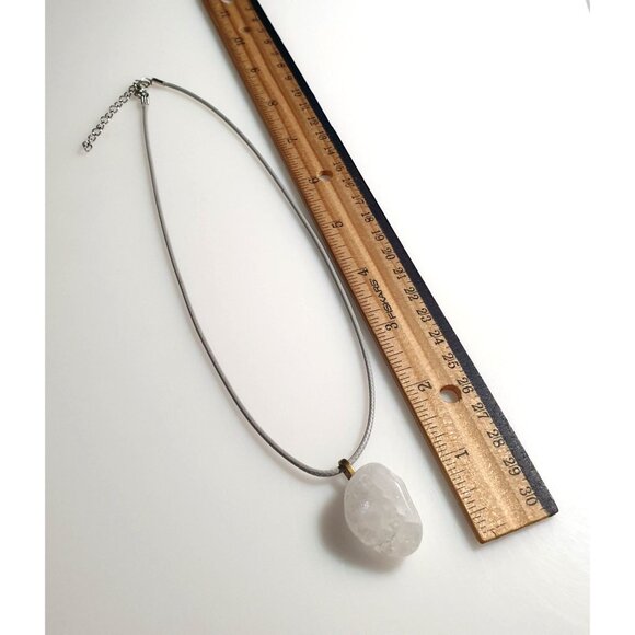 Clear Quartz Pendant Necklace Grey Cord Adjustable Chain Natural Healing Gift - Picture 5 of 5